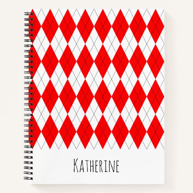 Cuaderno con patrón argyle rojo y blanco (Anverso)