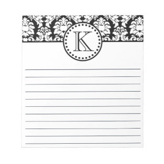 Cuaderno con patrón de damasco y monograma persona
