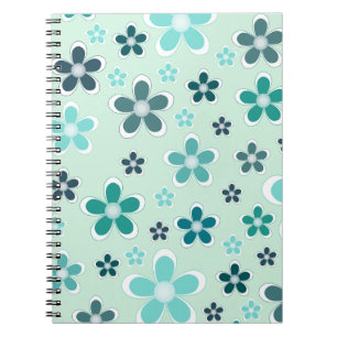 Cuaderno con patrón de flores azul turquesa genial