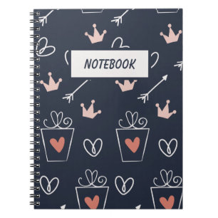 Cuaderno con patrón de formas dibujadas a mano lin