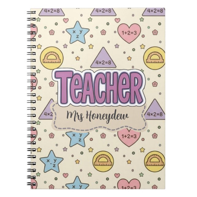 Cuaderno con patrón de formas lindas para maestros (Frente)