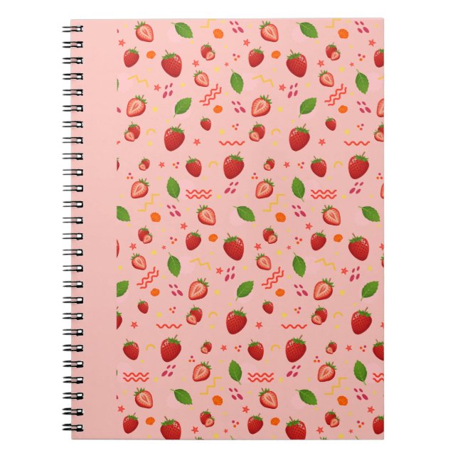 Cuaderno con Patrón de Fresa Adorable (Frente)