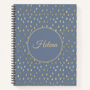 Cuaderno con patrón de gotas de lluvia en hoja de
