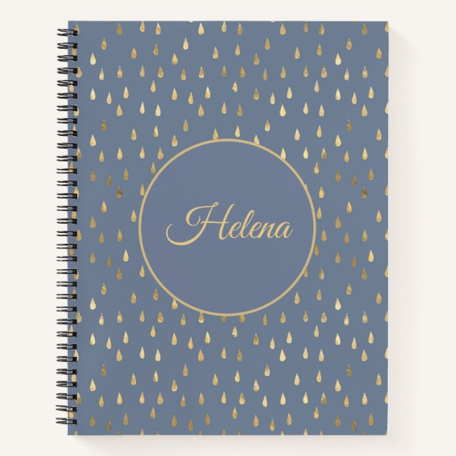 Cuaderno con patrón de gotas de lluvia en hoja de  (Anverso)