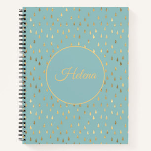 Cuaderno con patrón de gotas de lluvia en hoja de