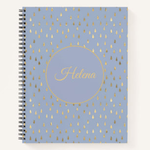 Cuaderno con patrón de gotas de lluvia en hoja de