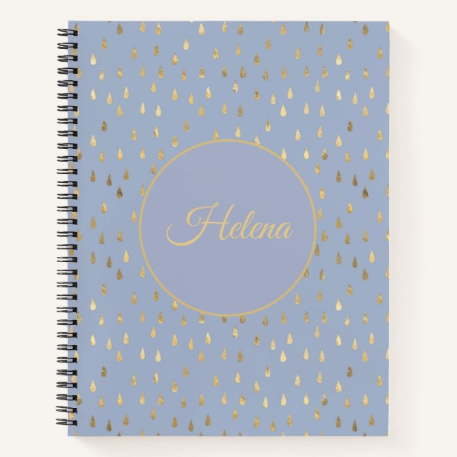 Cuaderno con patrón de gotas de lluvia en hoja de  (Anverso)