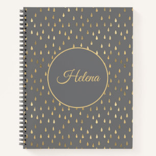 Cuaderno con patrón de gotas de lluvia en papel de