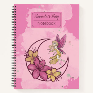 Cuaderno con Patrón de Hermosa Hada de Fantasía en