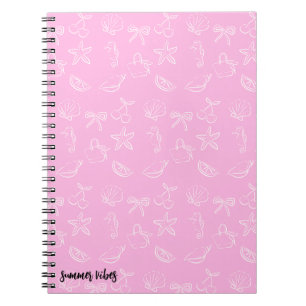 Cuaderno con patrón de lazos y cerezas Coquette li