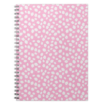 Cuaderno con patrón de lunares rosas y blancos