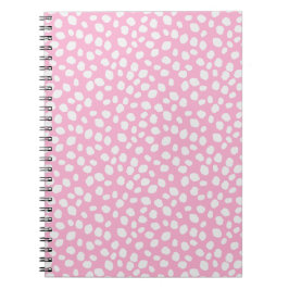 Cuaderno con patrón de lunares rosas y blancos