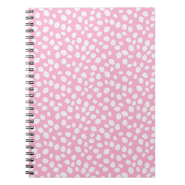 Cuaderno con patrón de lunares rosas y blancos (Frente)
