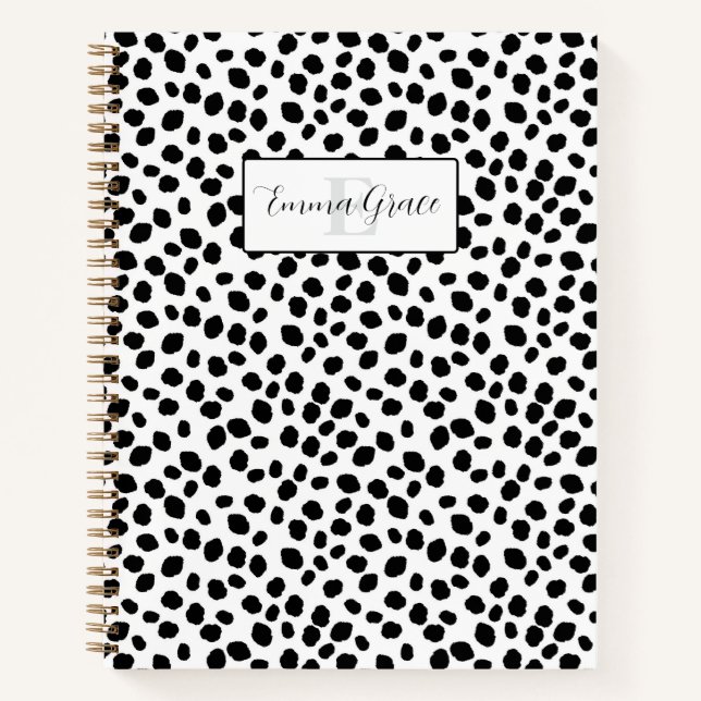 Cuaderno con patrón de manchas de dálmata en blanc (Anverso)