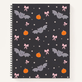 Cuaderno con patrón de murciélago negro de Hallowe