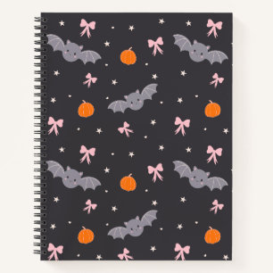 Cuaderno con patrón de murciélago negro de Hallowe