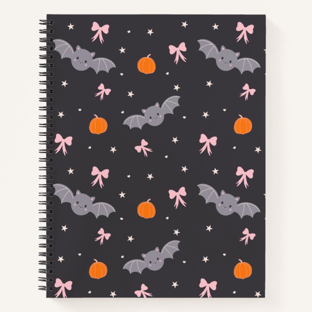 Cuaderno con patrón de murciélago negro de Hallowe (Anverso)