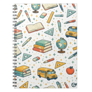 Cuaderno con patrón de útiles escolares de vuelta