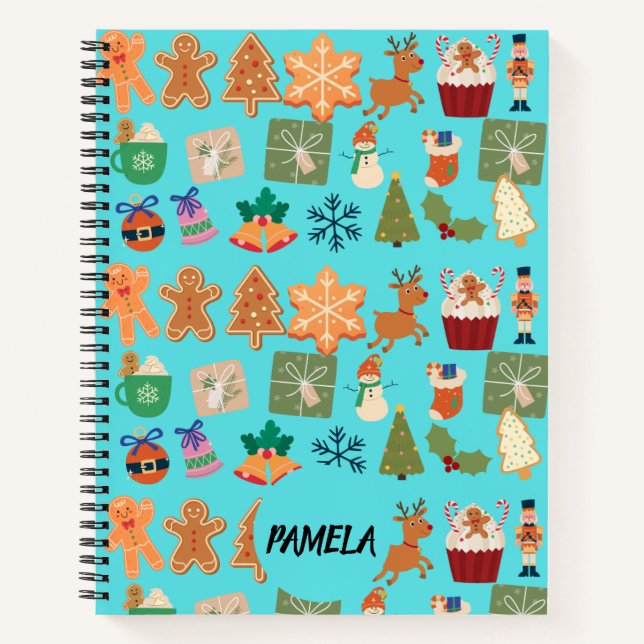 Cuaderno con patrón festivo de Navidad (Anverso)