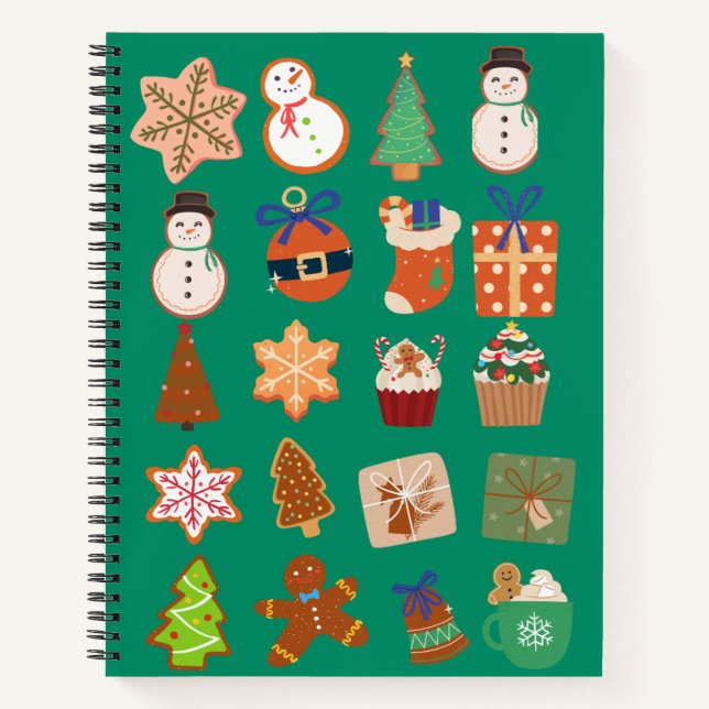 Cuaderno con patrón festivo de Navidad (Anverso)