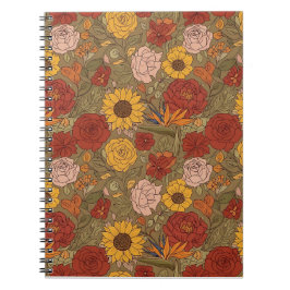 Cuaderno con patrón floral cálido