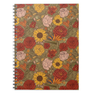 Cuaderno con patrón floral cálido