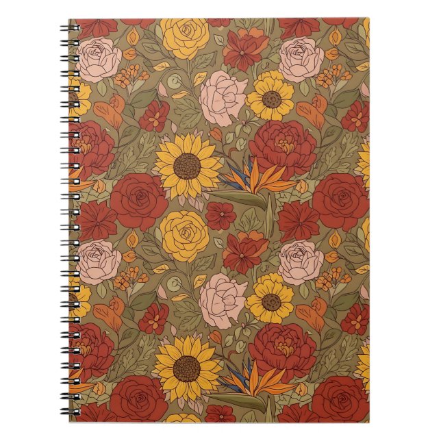 Cuaderno con patrón floral cálido (Frente)