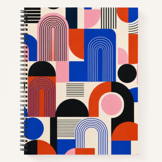 Cuaderno con Patrón Geométrico de Arco Retro en Ne (Anverso)