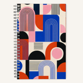 Cuaderno con patrón geométrico de arco retro en ne