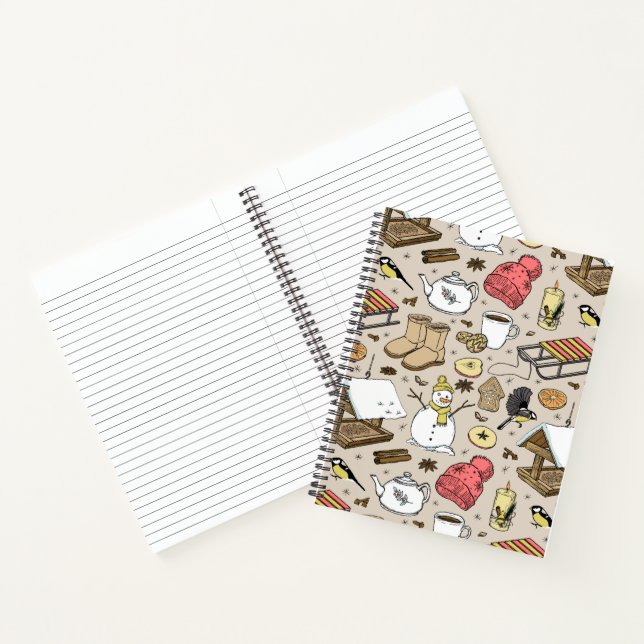 Cuaderno con patrón navideño retro en la cubierta (Interior)