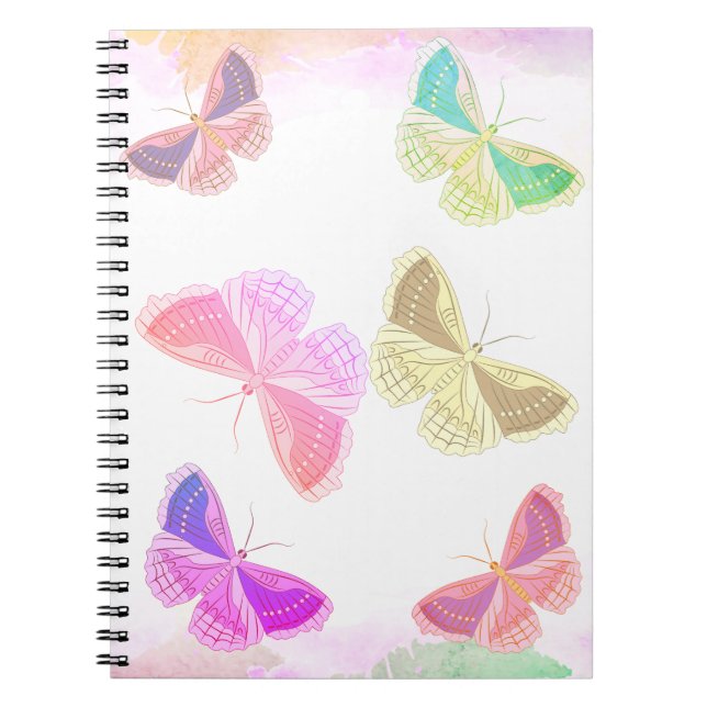 Cuaderno con seis mariposas de diferentes colores (Frente)