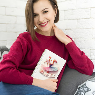Cuaderno con silueta de mamá bailarina en acuarela