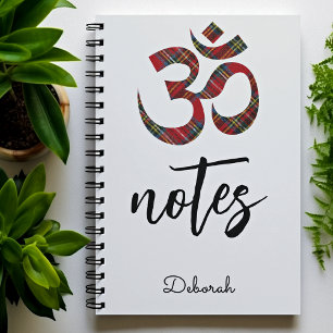 Cuaderno con símbolo Om del Tartán Royal Stewart d
