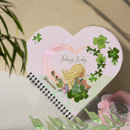 Cuaderno Con suerte, Shamrock Girly Pink Notebook
