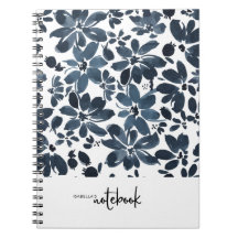 Cuaderno con tapa floral azul marino para chicas l