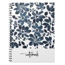 Cuaderno con tapa floral azul marino para chicas l