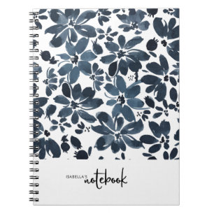 Cuaderno con tapa floral azul marino para chicas l