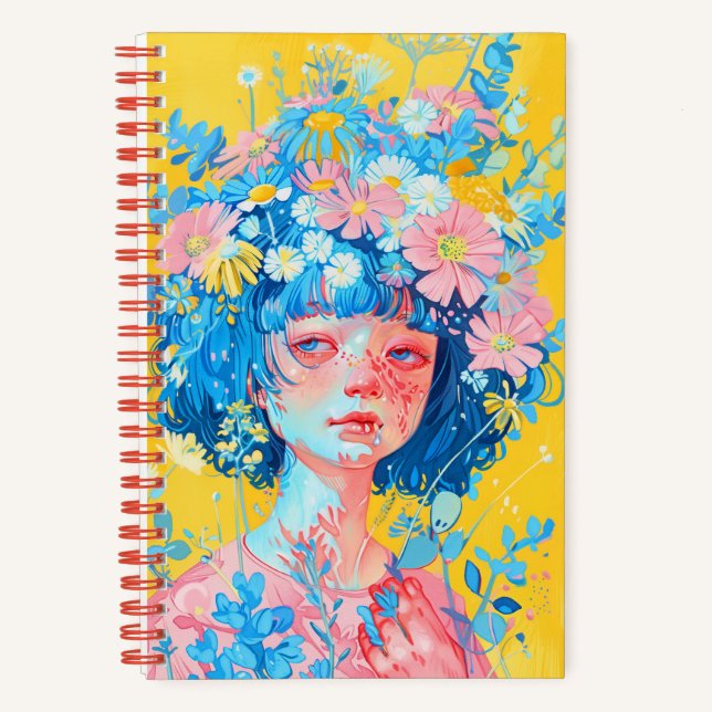 cuaderno con una chica con una corona de flores az (Anverso)