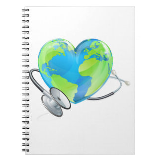 Cuaderno Concepto de salud Stethoscope Heart Earth World Gl