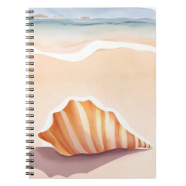 Cuaderno Conch Shell | Ocean Seashell Coastal Beach (Frente)