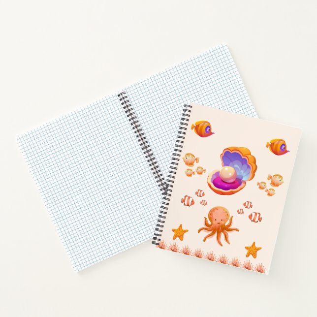 Cuaderno Concha de naranja y pez: estética costera del océa (Interior)