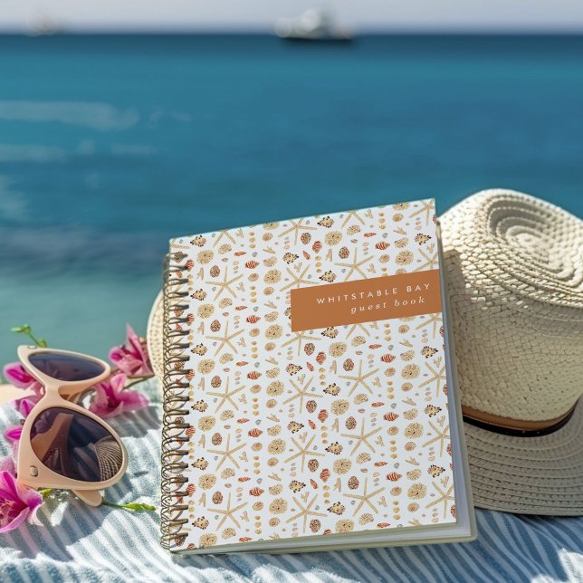 Cuaderno Conchas al aguarela (Watercolor seashells pattern personalized notebook guest book.)