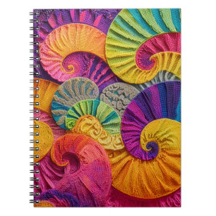 Cuaderno Conchas Cromáticas: Mosaico Espiral Vibrante