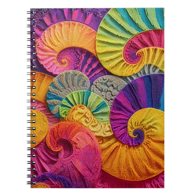 Cuaderno Conchas Cromáticas: Mosaico Espiral Vibrante (Frente)