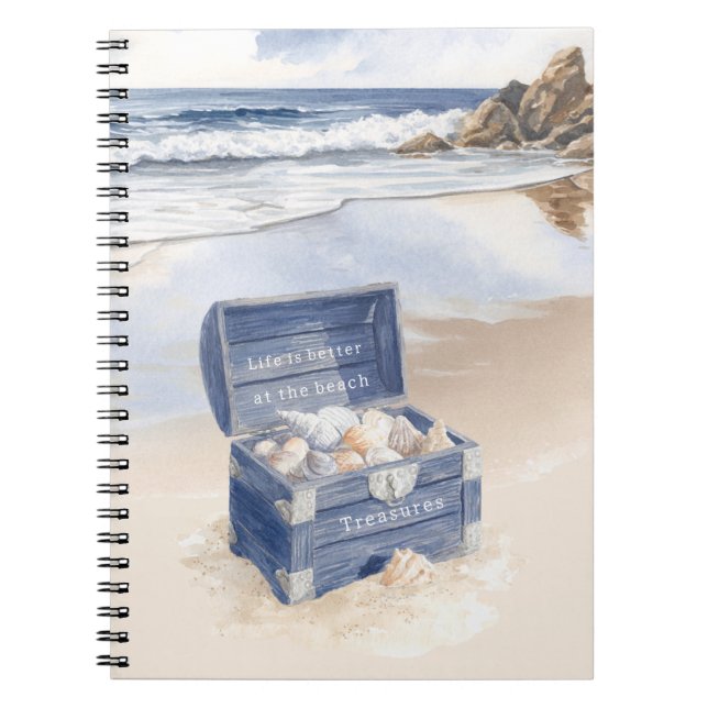 Cuaderno Conchas de pecho azules playa (Frente)