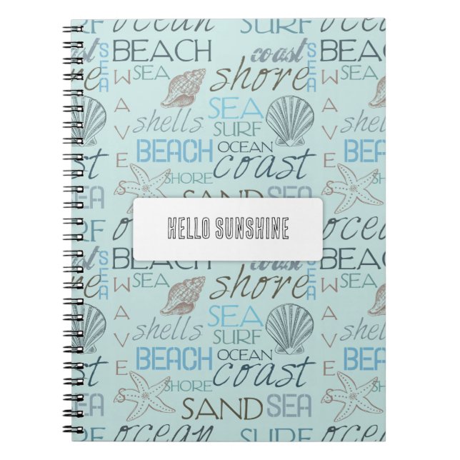 Cuaderno Conchas de Playa Azul Costa Océano (Frente)