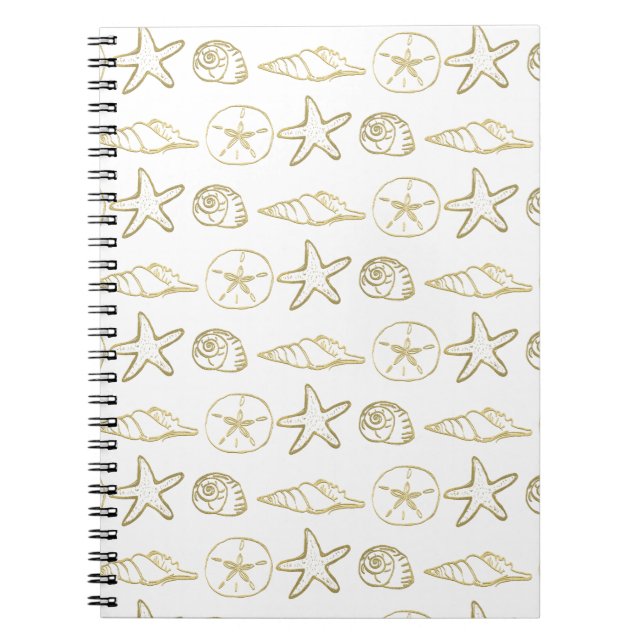 Cuaderno Conchas marinas con aspecto de lámina de oro Chic  (Frente)