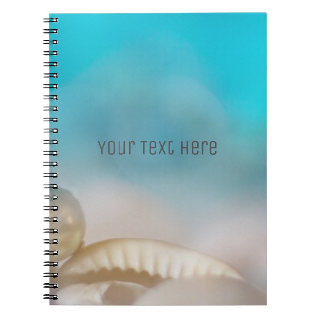Cuaderno Conchas Marinas Elegantes Azul Playa Tropical Chic (Frente)