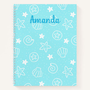Cuaderno Conchas y Estrella de Mar Patrón Azul Claro