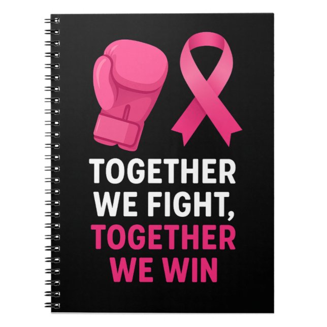 Cuaderno Conciencia sobre el cáncer de mama rosa Juntos luc (Frente)